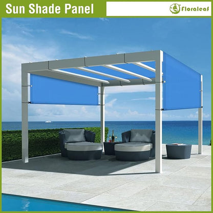7' × 16' Pergola Shade Cover Universal Replacement Canopy Cover Outdoor Durable Fabric Sun Shade Cloth for Deck Patio Porch Backyard Gazebo with Grommets & Weighted Rods, Blue