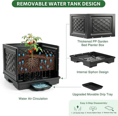 Tomato Planter with Wheels, 57" Self Watering Raised Garden Bed with Tomato Cage & Trellis for Light Climbing Plants, Cherry Tomatoes, Clematis, Herbs, Indoor & Outdoor Gardening for Patios, 1 Pack