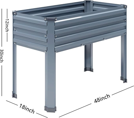 Vengarus 2PCS 48×18×30in Galvanized Raised Garden Bed Outdoor with Legs Set | 300 Lb Capacity, Galvanized Steel, Rust-Resistant, Elevated Planter Box for Outdoor Garden, Patio, Balcony, Backyard, Grey