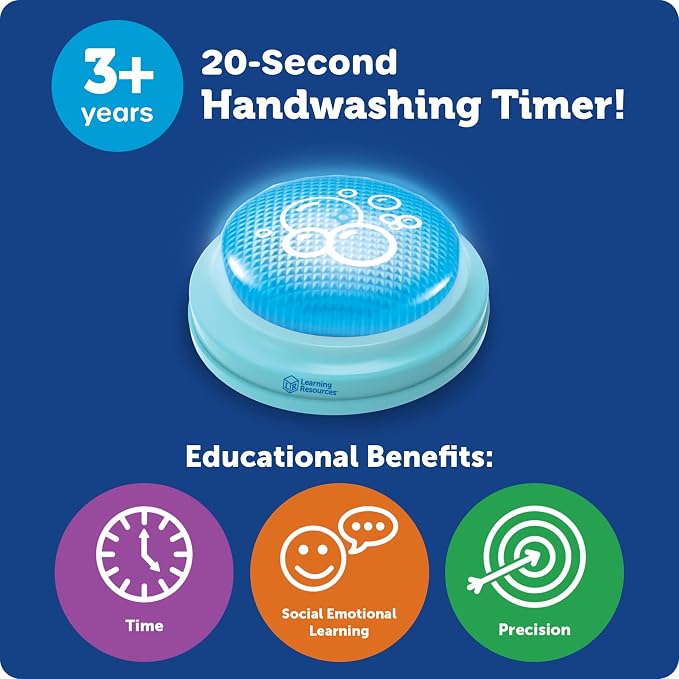 Learning Resources 20 Second Handwashing Timer - Visual Timer for Kids, Classroom Timers for Kids, Visual Timers for Handwashing