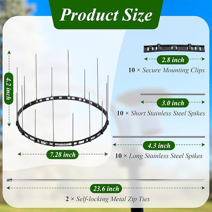 Bird Spikes Compatible with Ambient Weather WS5000, Adjustable Weather Station Bird Spike Kit with Stainless Steel Locking Ties & Wires for Rain Gauge Funnel Protection, Black