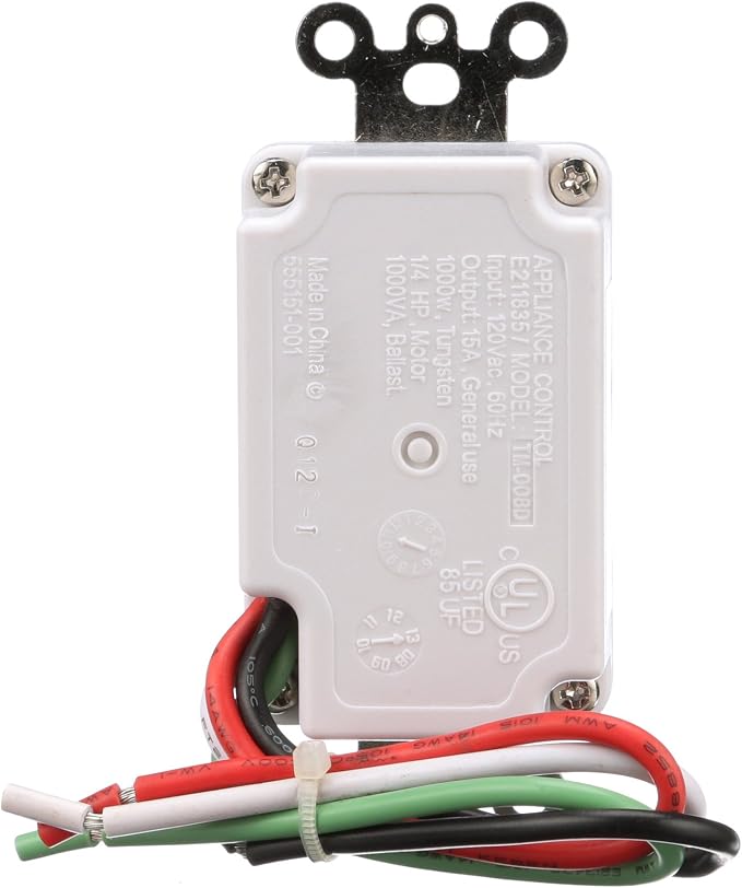 Southwire Woods In-Wall 12-Hour Digital Countdown Timer - Automatic Shut-Off Timer - LED Compatible Timekeeper - Energy-Efficient Wall-Mounted Timer - White
