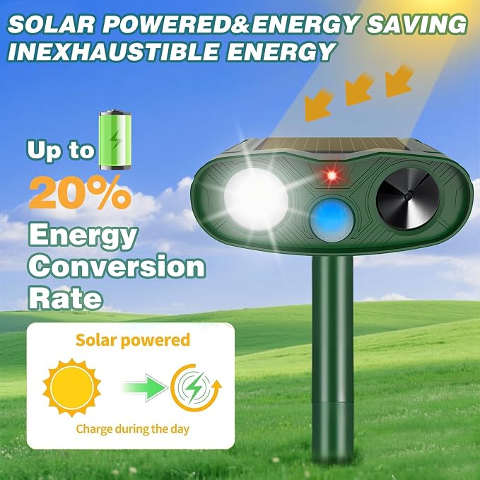 4Pack Sonic Fortress Pro Deer Repellent Devices to Protect Hostas&Plants,Solar Ultrasonic Animal Repellent with Flash Light&Motion Activated for Garden,Yard,Keep Rabbit,Squirrel Away 2026