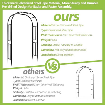 Garden Arch Arbor Trellis-94.5"(H)*63"(L),Heavy Duty Metal Archway for Climbing Plants, Wedding Ceremony Backdrop, Party Decorations with Lights, Balloons(16MM Pipe)