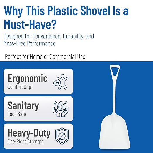 SPARTA Polypropylene Sanitary Shovel, One-Piece Food Handling Scoop, Commercial Kitchen and Bulk Ingredient Transfer Tool, 13.75" x 16.5" Scoop, White (Pack of 3)