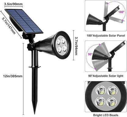 T-SUN LED Solar Spotlights, Waterproof Outdoor Security Landscape Lights, Auto ON/Off Solar Lights 180 Angle Adjustable for Tree, Patio, Yard, Garden, Driveway, Stairs, Pool Area(Purple-4 Pack)