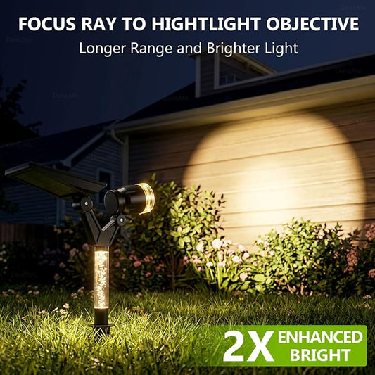 DenicMic Solar Spot Lights Outdoor Waterproof 3000K Warm White Lens LED Adjustable Angle Solar Lights Outdoor for Yard Garden Patio Wall Landscape Lighting Outside 4 Pack