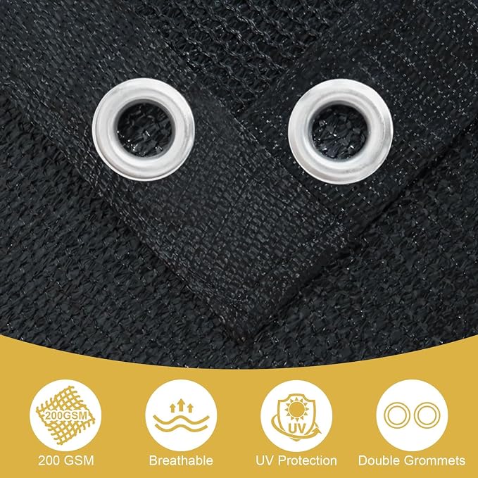 Shade&Beyond 90% Sun Shade Cloth with Grommets, 5' X 8' Pergola Shade Cover Canopy, Mesh Tarp Sun Screens for Patio, Outdoor, Garden, Backyard, Black