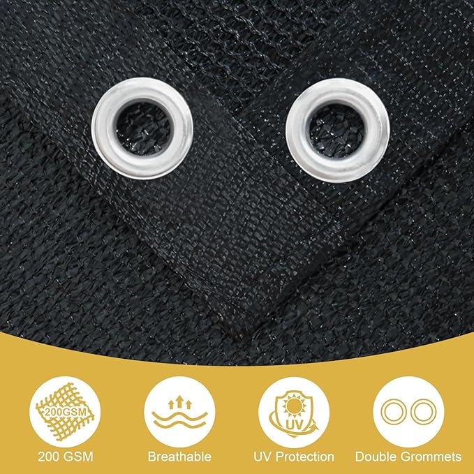Shade&Beyond 90% Sun Shade Cloth with Grommets, 3' X 6' Pergola Shade Cover Canopy, Mesh Tarp Sun Screens for Patio, Outdoor, Garden, Backyard, Black