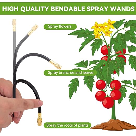 Drip Irrigation System Kit with 12 Pcs Adjustable Brass Nozzles & Bendable Spay Arm, 60ft Garden Watering Misting System for Outdoor Raised Bed, Potted Plant, Yard, Greenhouse