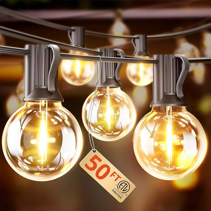 VIPAR Patio Lights, 50FT 27 G40 Bulbs Outdoor String Lights Waterproof for outside, Shatterproof Vintage Connectable LED Outdoor Lights for Patio, Backyard, Porch, Garden, Deck, Bistro, 2700K Dimmable