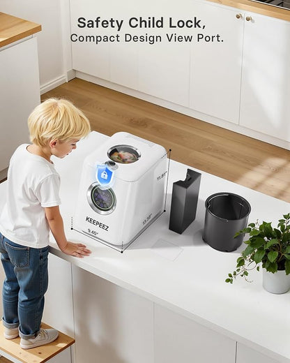 1 Gallon Electric Kitchen Composter, Smart Mill Food Recycler with Large Touch Screen, Compost Bin Indoor with 4 Sharktooth Blades, 0.5kWh Per Cycle Energy-efficient, Odorless, Low Noise,Auto-Cleaning