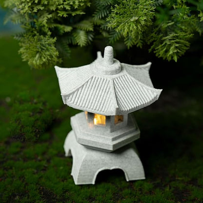 Japanese Pagoda LED Lamp Statue Figurine, LED Lantern Pagoda Statue Figurines for Home Table Decor - Style C