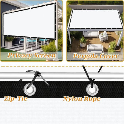 Shade&Beyond Customized Size 90% Sun Shade Cloth with Grommets, 11' X 11' Pergola Shade Cover Canopy, Mesh Tarp Sun Screens for Patio, Outdoor, Garden, Backyard GN01, White