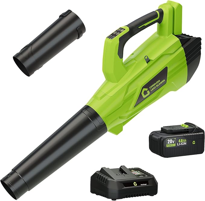 GarveeTech Electric Leaf Blower with Battery and Charger | Cordless Leaf Blower with 700CFM & 250MPH, 20V Handheld Battery Leaf Blowers for Lawn Care, Leaves Cleaning, Dust Blowing