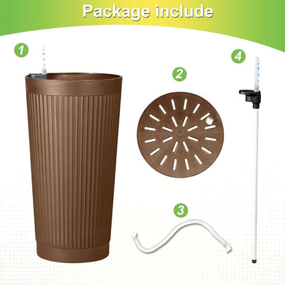 TUYOHW Set of 2 Large Round Tall Planter for Indoor or Outdoor 24" Flower Pots for Porch, Patio, Backyard, Large Planters for Outdoor Indoor Plants