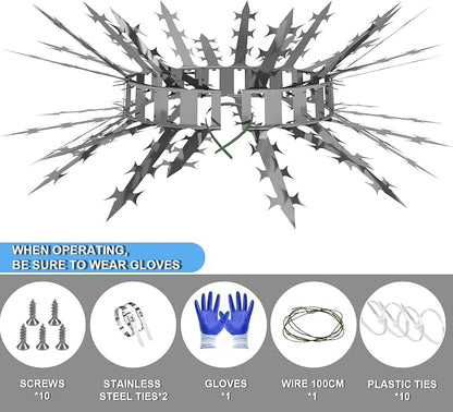 Bird Spikes Squirrel Proof Baffle for Bird Feeders, 158 Inch Avoid Climb Spikes for Outside, Fence, Garden, Tree, Roof, Deterrent Spikes for Squirrel, Raccoon, Pigeon, Cat, Stainless Steel Barb Spikes