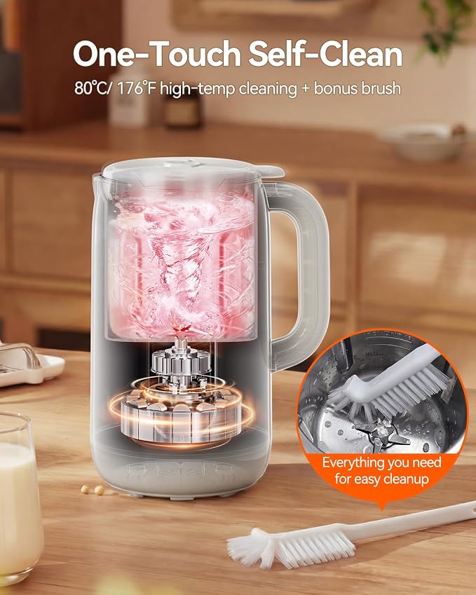 IAGREEA 10-in-1 Nut Milk Maker Machine 304 Stainless Steel Lid BPA Free, 35oz Soy Milk Maker for Homemade Milkshake, Almond, Oat, Plant-Based Drink, 10 Blades Blender with timer/Boil Water/Self Clean
