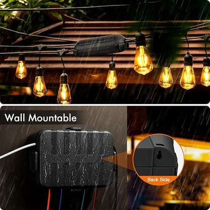 RESTMO 5-Piece Outdoor Waterproof Electrical Box Set – 12.5" x 8.5" x 5" Large & 7.1" x 2.3" x 2.3" Small, Weatherproof Boxes for Power Strip, Outlet, Plug, Socket, Timer, Holiday Light, Black