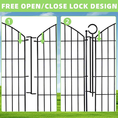 Decorative Garden Fence 40in (H) x12ft (L), 5 Pack No Dig Fence Animal Barrier for Dog with Lock, Arched Flower Bed Edging, Wire Border Panel Fencing for Yard Patio Outdoor Decor