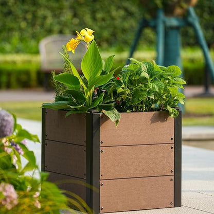 Garden Raised Bed, 19*19*18in Deep Root Planter Box for Patio, Outdoor Herb with Bottom, Vegetable, and Flower Gardening - Durable Wooden Style Planter Box for Easy Mobility and Clearance