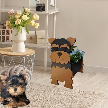 Yorkshire Dog Planter Pots, 9.45 x 7.76 x 12.13 Inches | Dog Flower Pot, Cute Animal Shaped Plant Pot, Gifts for Women & Pet Lovers, Indoor Outdoor Garden Home Office Decor