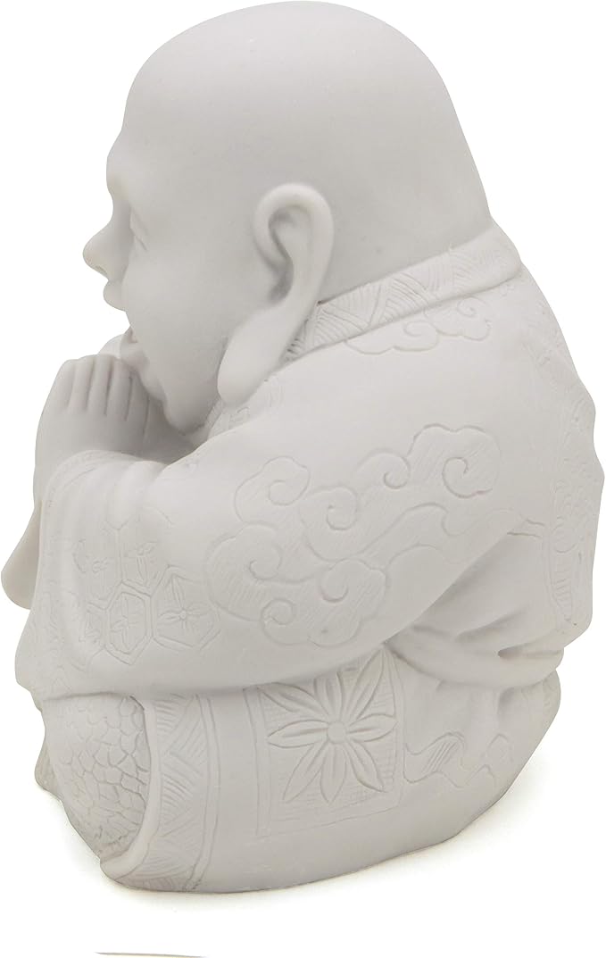 Buddha Groove Happy Buddha Statue - Decorative Zen Figurine for Home and Garden, Outdoor-Friendly (White), Perfect for Meditation and Feng Shui