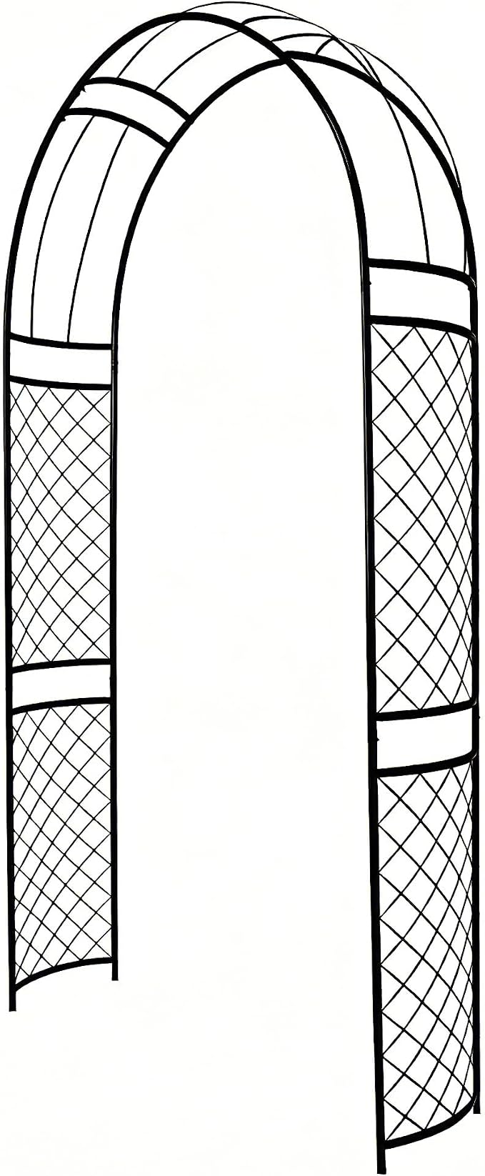 SCENDOR Metal Garden Arch with Lattice Side Panels 88.6" H x 50.8" W– Heavy-Duty Arbor for Climbing Roses, Vines, and Outdoor Patio, Lawn, Backyard, Wedding Decor (Black)
