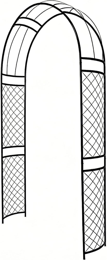 SCENDOR Metal Garden Arch with Lattice Side Panels 88.6" H x 50.8" W– Heavy-Duty Arbor for Climbing Roses, Vines, and Outdoor Patio, Lawn, Backyard, Wedding Decor (Black)
