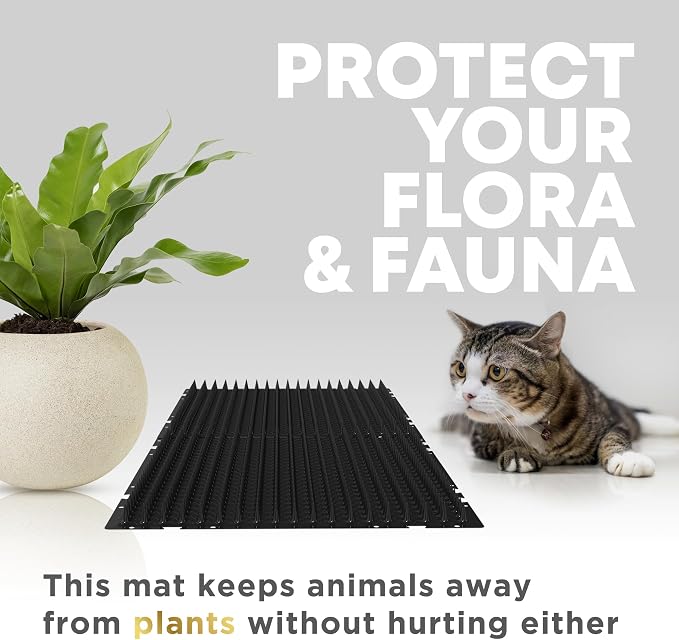 Petfolio 12 Pack Black Cat Spike Mat - 16" x 13" Scat Mat for Cats with 1" Spike is A Perfect Pet Deterrent for Indoor & Outdoor Cat Repellent to Deter Feral Cats & Dogs