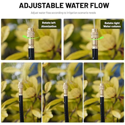 Thiswing 360° Adjustable Drip Irrigation System - 40 FT Garden Watering System with 13 Nozzles, Raised Bed Sprinkler System, Garden Mister for Yard, Lawn, Plants, 5/16" Tubing