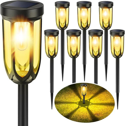 UMYBJRNDSA-Solar Lights Outdoor 8 Pack, Solar Pathway Lights, Solar Lights Outdoor Waterproof IP65, Bright Auto On/Off Garden Lights, Solar Landscape Lights for Driveway Walkway Lawn Yard (Warm White)