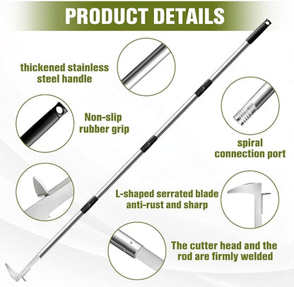 Crack Weeder Crevice Weeding Tool with Adjustable Handle Manual Weed Puller Tool Stainless Steel Crevice Weed Puller for Garden Backyard Sidewalk