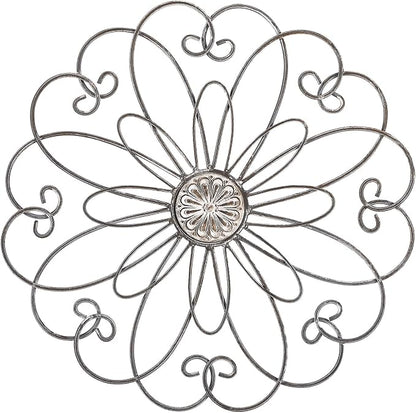 YiLifebes Metal Flower Wall Decor, 18”x18” Metal Floral Scroll Wall Art, Iron Wall Decoration Sculpture for Living Room Bedroom Bathroom Outdoor Garden, (Flower A)