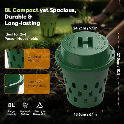 3Pcs 8L Inground Worm Farm Garden Compost Bin for Kitchen Scraps | Worm Bin 9.5X9.5X10.8in, Worm Compost Bin With Lid & Holes, Worm Composter Outdoor For Beginners, Worm Tower For Home, Green
