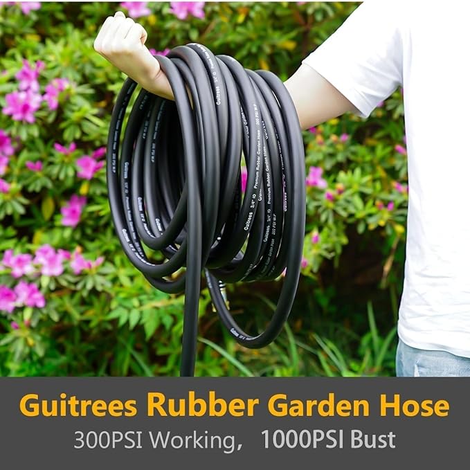 Guitrees Leader Garden Hose 5ft x 3/4", Heavy Duty Short Water Hose, Male to Female Fittings, Five Layered Braiding for Durability, 1000PSI Burst, 300PSI Working (Black)