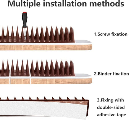 Bird Spikes, 18.7 Feet Bird Guard Spikes for Squirrel Cat Raccoon and Other Small Animals, Pigeon Spikes for Outdoor Fences and Roofs, Durable Plastic Bird Barrier Strips(20 Pack)