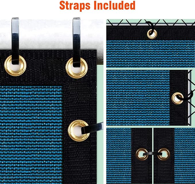 iCover 5x25ft Privacy Screen Fence, Outdoor Fencing Panels, Garden Windscreen Mesh Shade Sail Net Barrier, Include Reinforced Bindings and Brass Grommets Cable Zip Ties, Blue