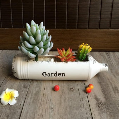 Vintage Ceramic Wine Bottle Flower Pot,Succulent Plant Pots Rustic Planters for Indoor and Outdoor for Home,Living Room,Garden Decor,Gardening Gift