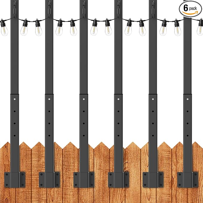 LETIANPAI 6 Pack String Light Poles,2.8 Ft Metal Poles for Outdoor String Lights,Outdoor Light Poles,Poles/Post/Stand for Outside