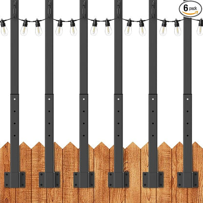 LETIANPAI 6 Pack String Light Poles,2.8 Ft Metal Poles for Outdoor String Lights,Outdoor Light Poles,Poles/Post/Stand for Outside