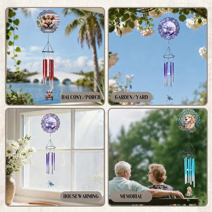Dog Metal Wind Chimes - Windchimes with Wind 3D Spinners Outdoors | Golden Retriever Art Hanging Decor for Garden Patio Yard Indoor Balcony Home Birthday Gifts for Women Dogs Mom Friends