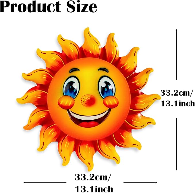 Metal Sun Wall Decor, 13Inches Sun Outdoor Wall Art for Garden Yard Room Kitchen Patio Fence Decorations