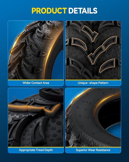 PHILTOP 25x10-12 ATV UTV Tires, 6-Ply Super Mud 25x10-12 ATV All-Terrain Tires for Riding Mowers, Golf Carts, Off-Road,2 Pcs,Tubeless (Z-120)