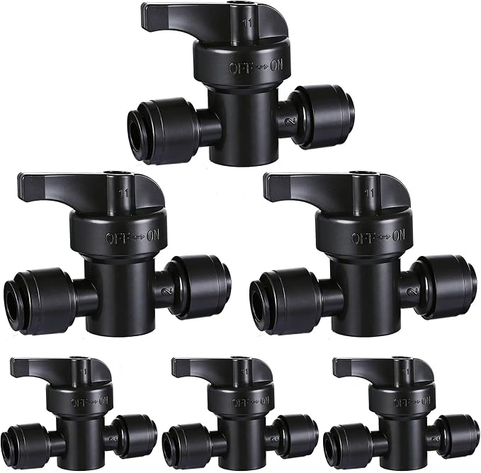 6 Pack Quick Connect 1/4" Drip Irrigation Shut Off Valve Fittings, Push-to-Fit Drip Irrigation Switch Valve Connectors for 1/4 Inch Drip Tubing,Anti-Leak Connectors for Garden Irrigation System