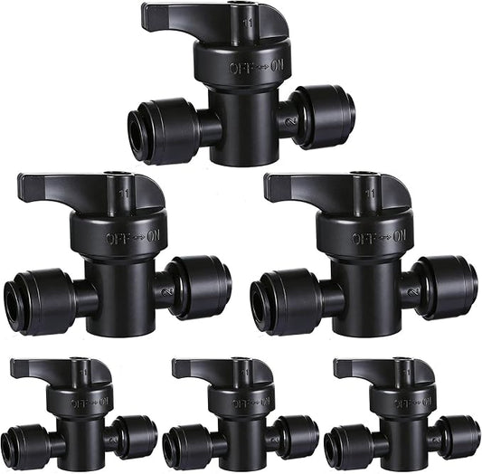 6 Pack Quick Connect 1/4" Drip Irrigation Shut Off Valve Fittings, Push-to-Fit Drip Irrigation Switch Valve Connectors for 1/4 Inch Drip Tubing,Anti-Leak Connectors for Garden Irrigation System