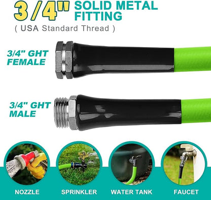 Heavy Duty Garden Hose 5/8 Inch x 200ft - Kink Resistant Lightweight Hybrid Hose, Leak Proof Rustproof Water Hose for Outdoor Watering