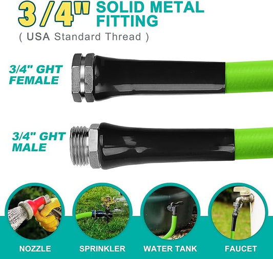Heavy Duty Garden Hose 5/8 Inch x 200ft - Kink Resistant Lightweight Hybrid Hose, Leak Proof Rustproof Water Hose for Outdoor Watering