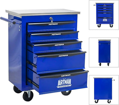 KEIKI 5 Drawers Tool Cart on Wheels,Multifunctional Rolling Tool Chest Tool Storage,Drawers Rolling Tool Trolley Organizer Tool Case for Garage, Warehouse, Workshop, Repair Shop (Blue)