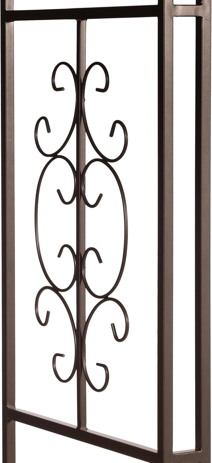 Plow & Hearth Arch Metal Outdoor Garden Arbor Montebello Gunmetal 7 Feet Tall, Steel Iron Trellis Lattice for Climbing Plants & Heavy Vines Wedding Arch Outdoor Patio Décor